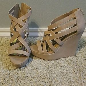 Nude, cream wedges